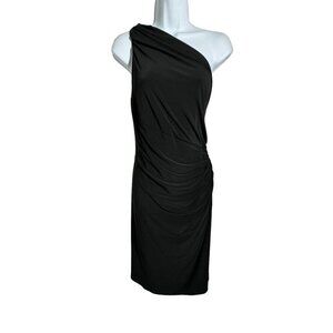 LAUREN RALPH LAUREN One Shoulder dress cocktail Dress black size 14 Jersey